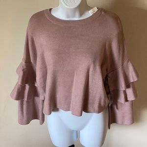 Mauve Layered Sleeve Crop Top